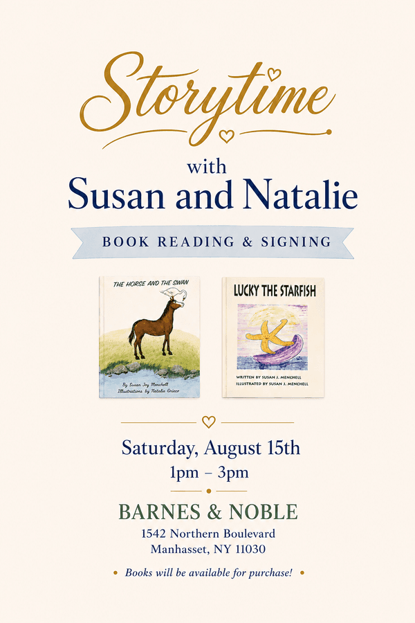 Storytime with Susan and Natalie book reading and signing flyer